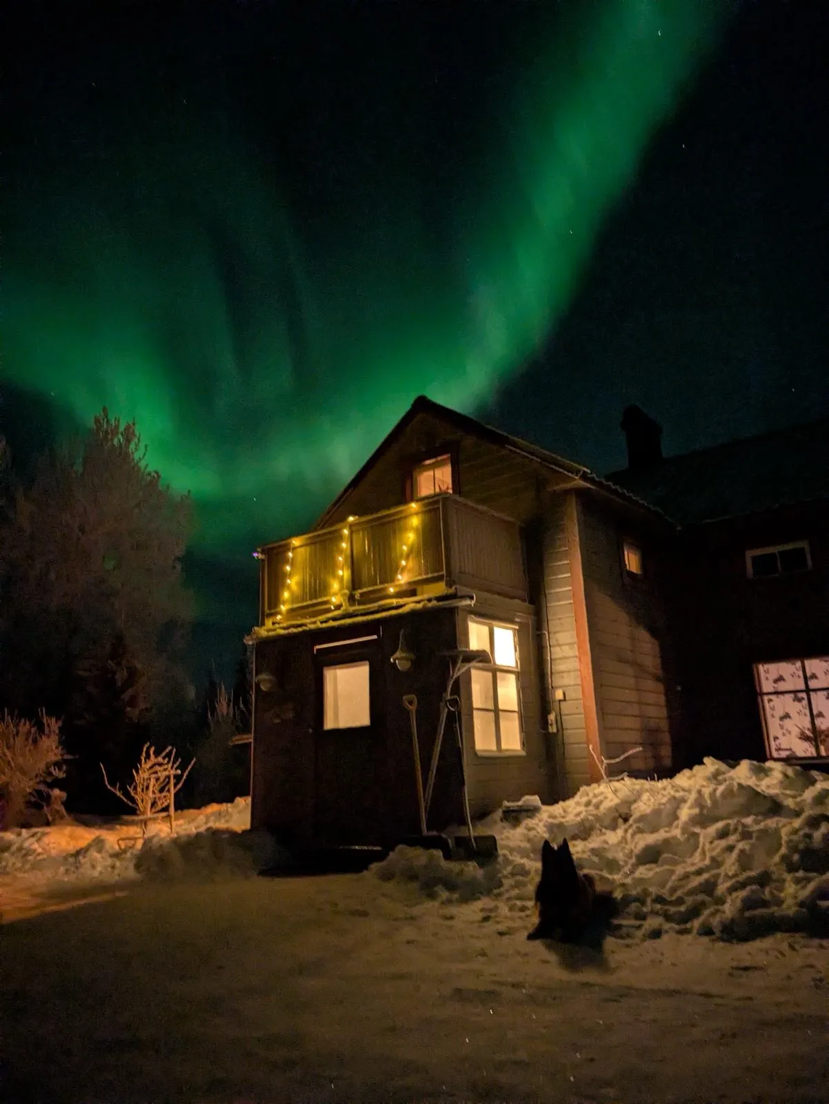 Northern lights above the house
